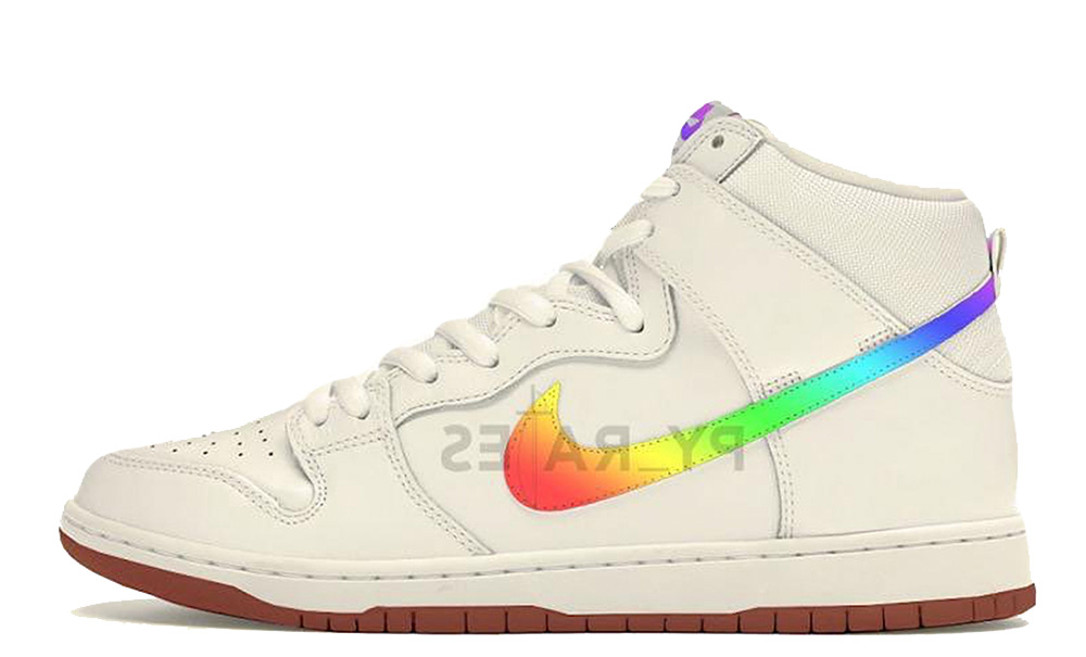 orange and white nike dunks high