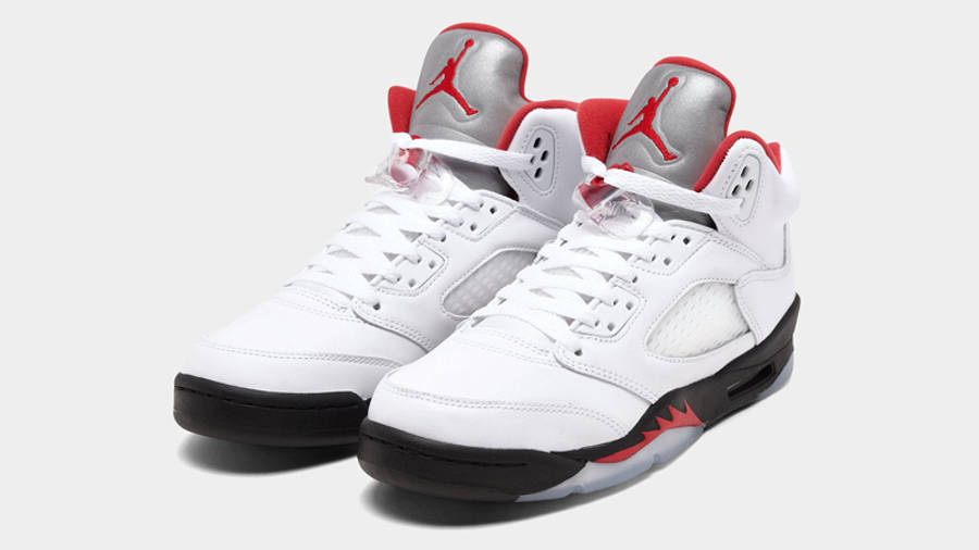 white red jordans 5