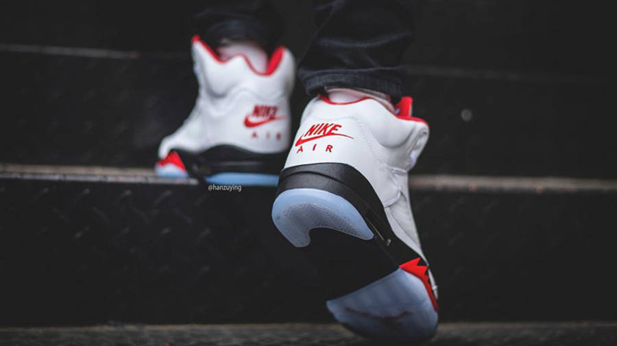 fire red jordan 5 gs