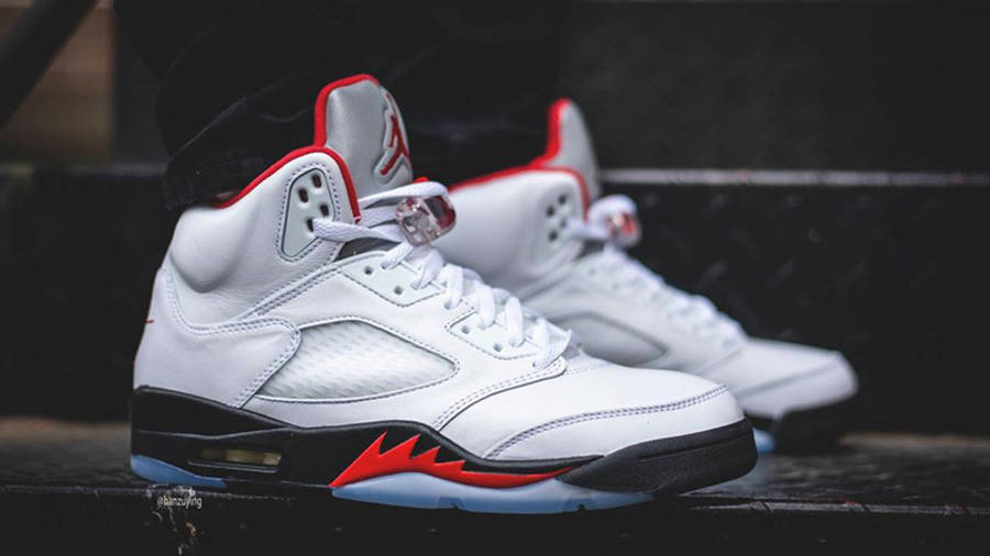 fire red jordan 5 gs