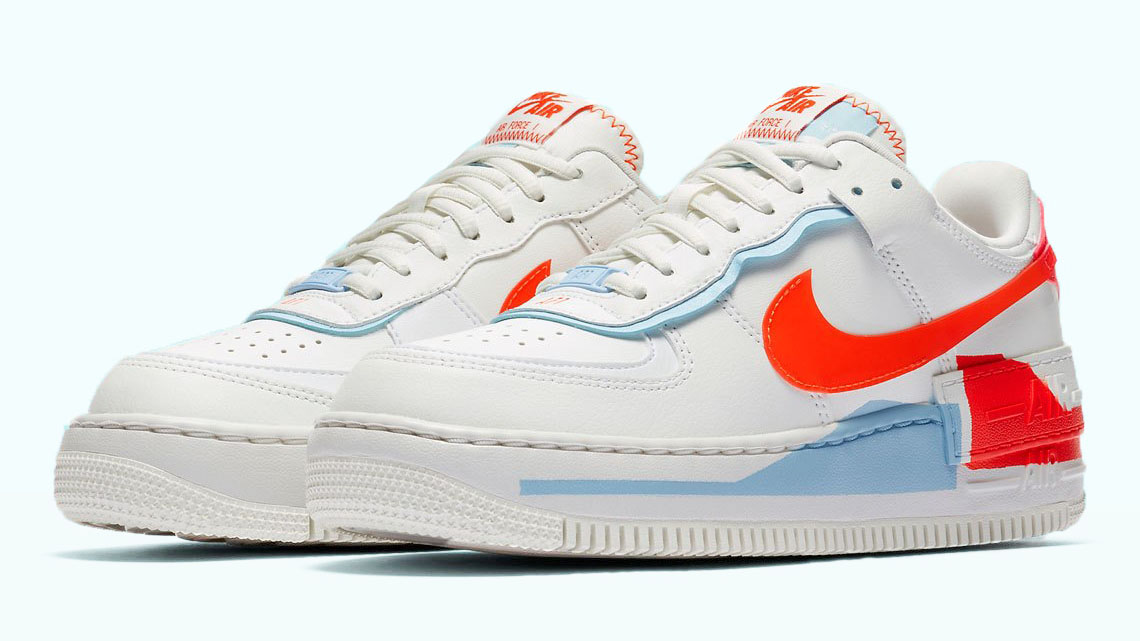Nike AF1 Shadow White Team Orange Blue