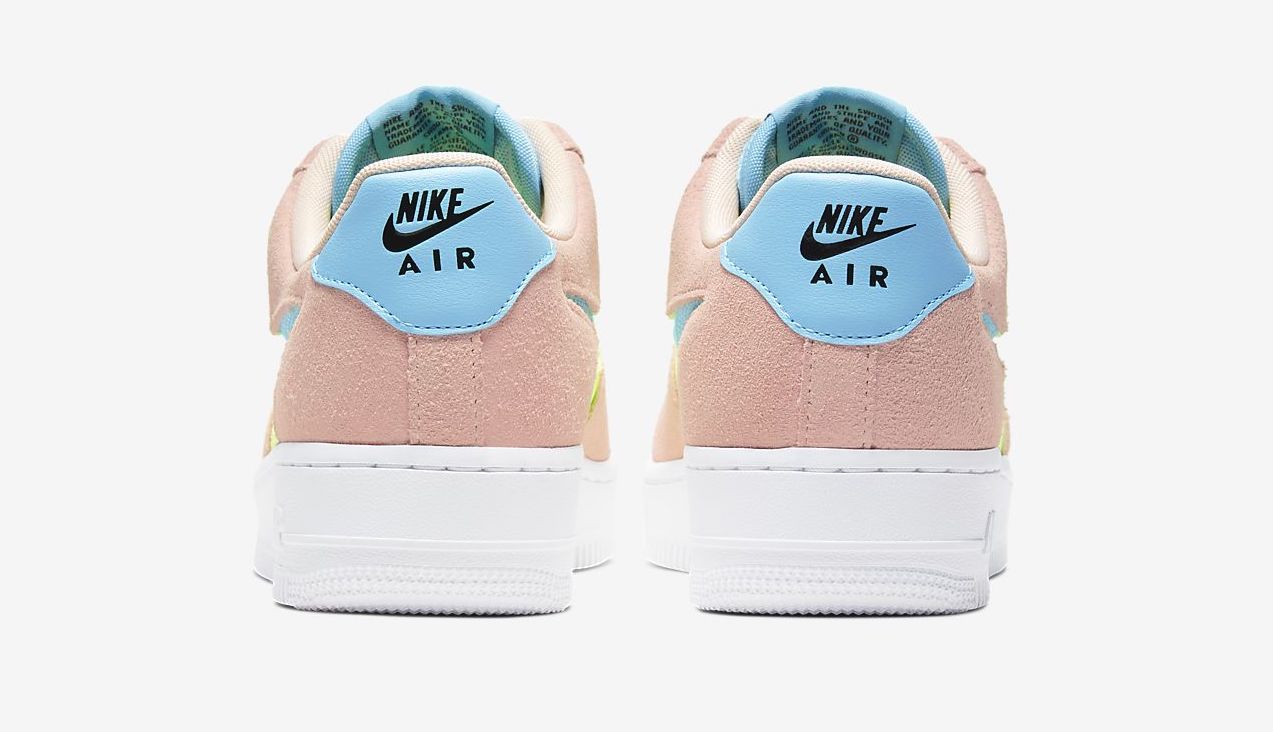 Nike Air Force 1 Washed Coral Oracle Aqua heel