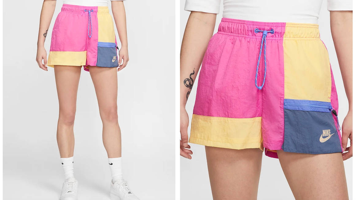 nike colour block shorts pink