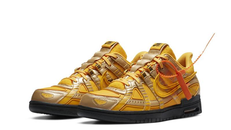 Off-White x Nike Rubber Dunk University Gold Front