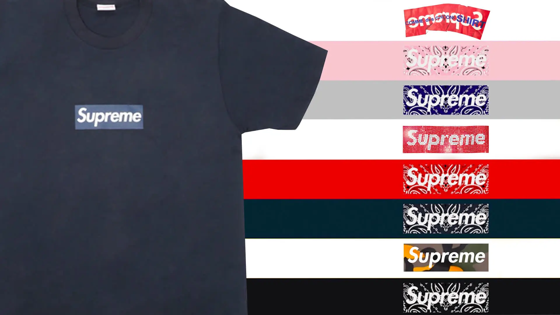 Supreme 20th anniversary outlet box logo tee navy