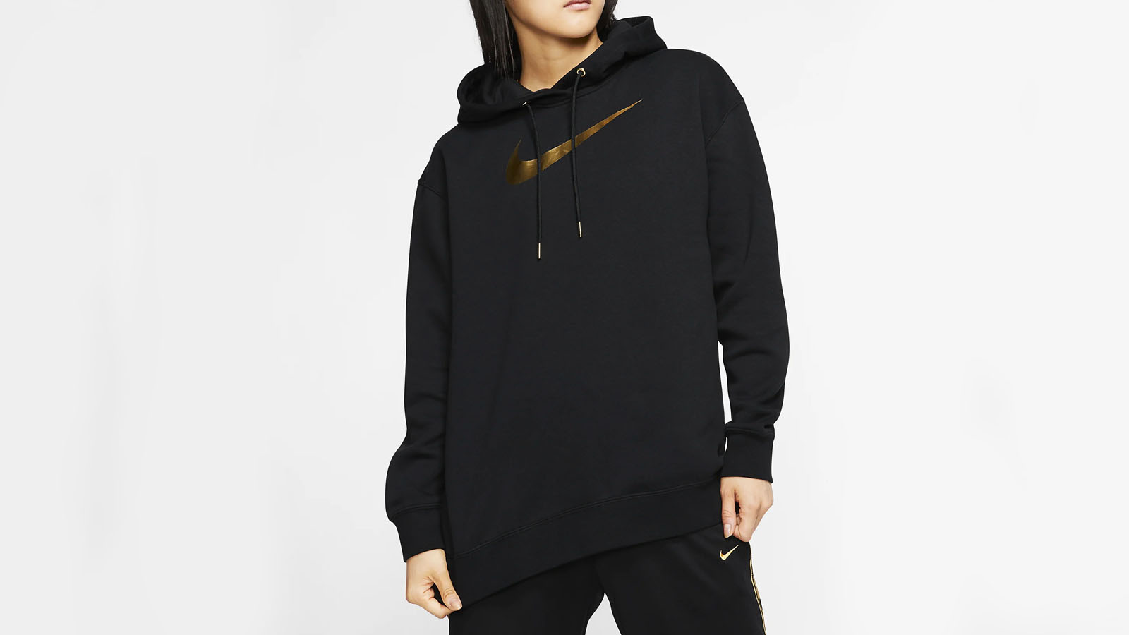 gold swoosh hoodie