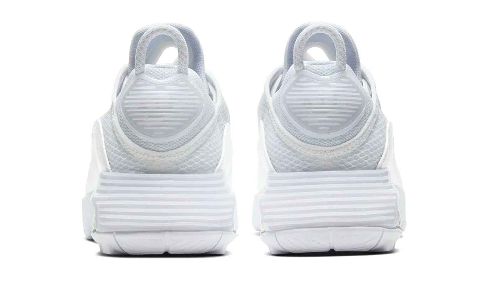 air max 2090 triple white on feet