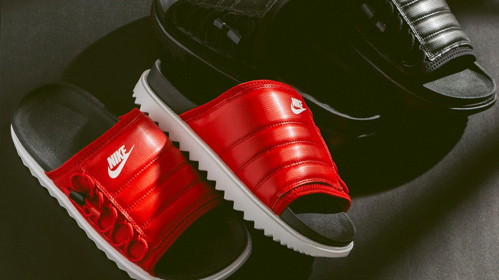 nike city slide red black