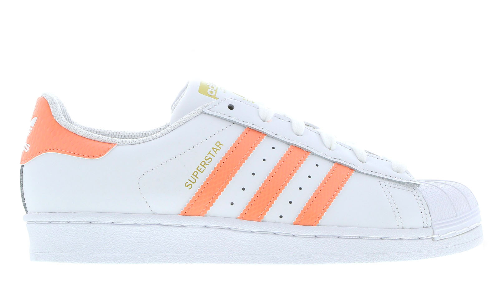 peach white adidas superstar