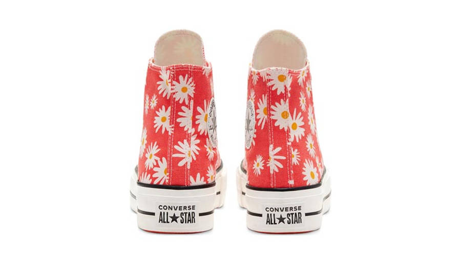 converse chuck taylor lift platform hi red daisy print