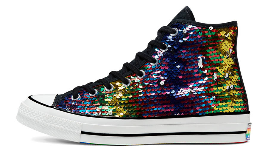 converse chuck 70 hi 2 way sequin rainbow pride trainers