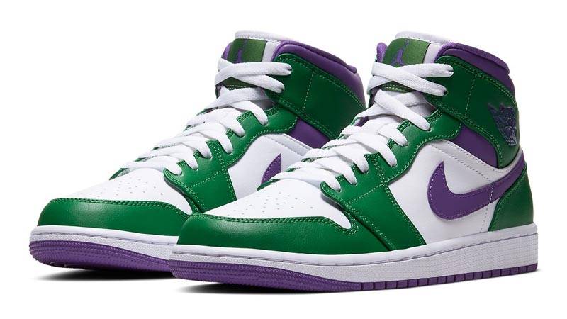 jordan 1 mid green purple white