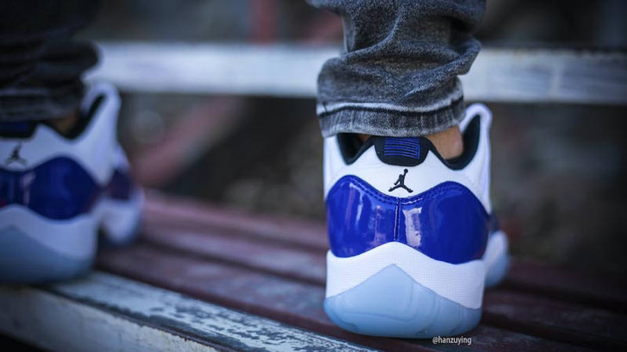 Jordan 11 Low Concord White On Foot Back