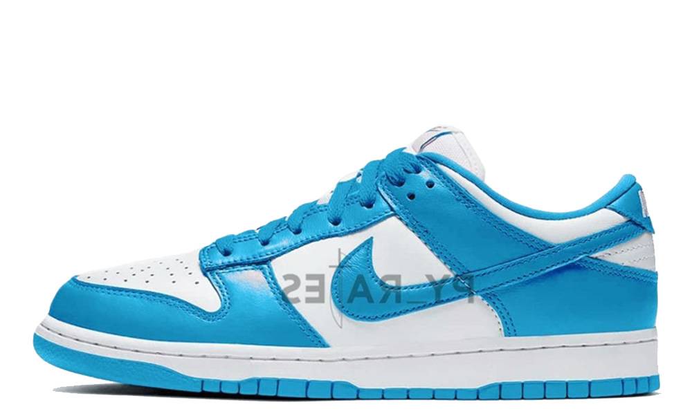 white and blue dunks