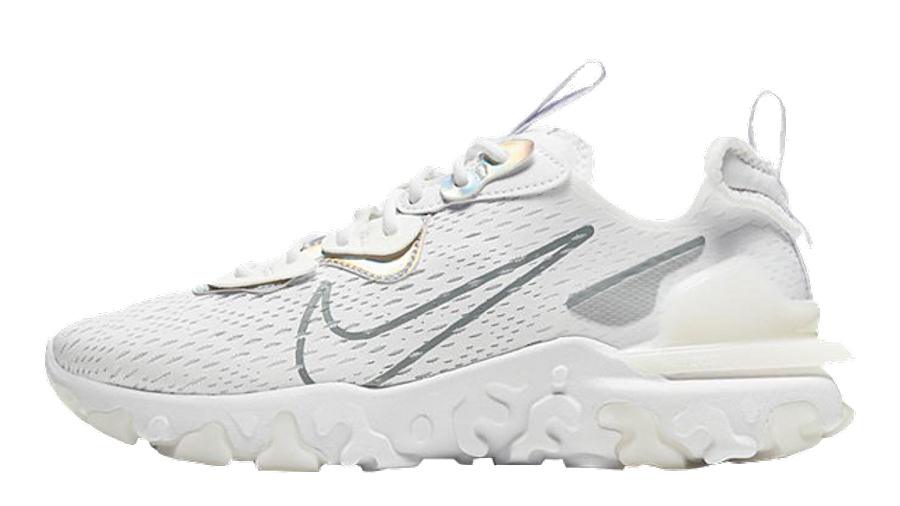 nike react vision in white and silver