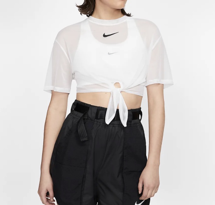 Swoosh Woven Short Sleeve Top White