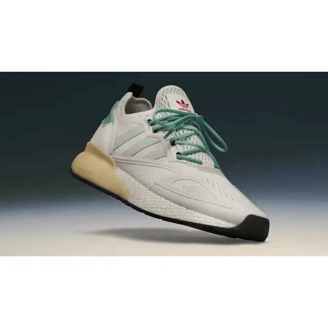 adidas ZX 2K Boost Crystal White Green Lifestyle Slanted