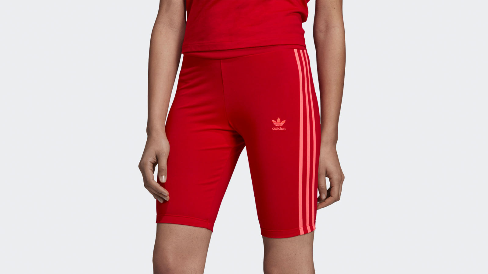 Red adidas cycling shorts