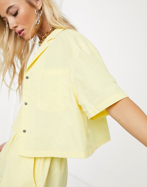 COLLUSION nylon shirt in yellow co-ord