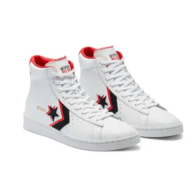 Converse Pro Leather Double Logo High Top White Black Red 169024C front