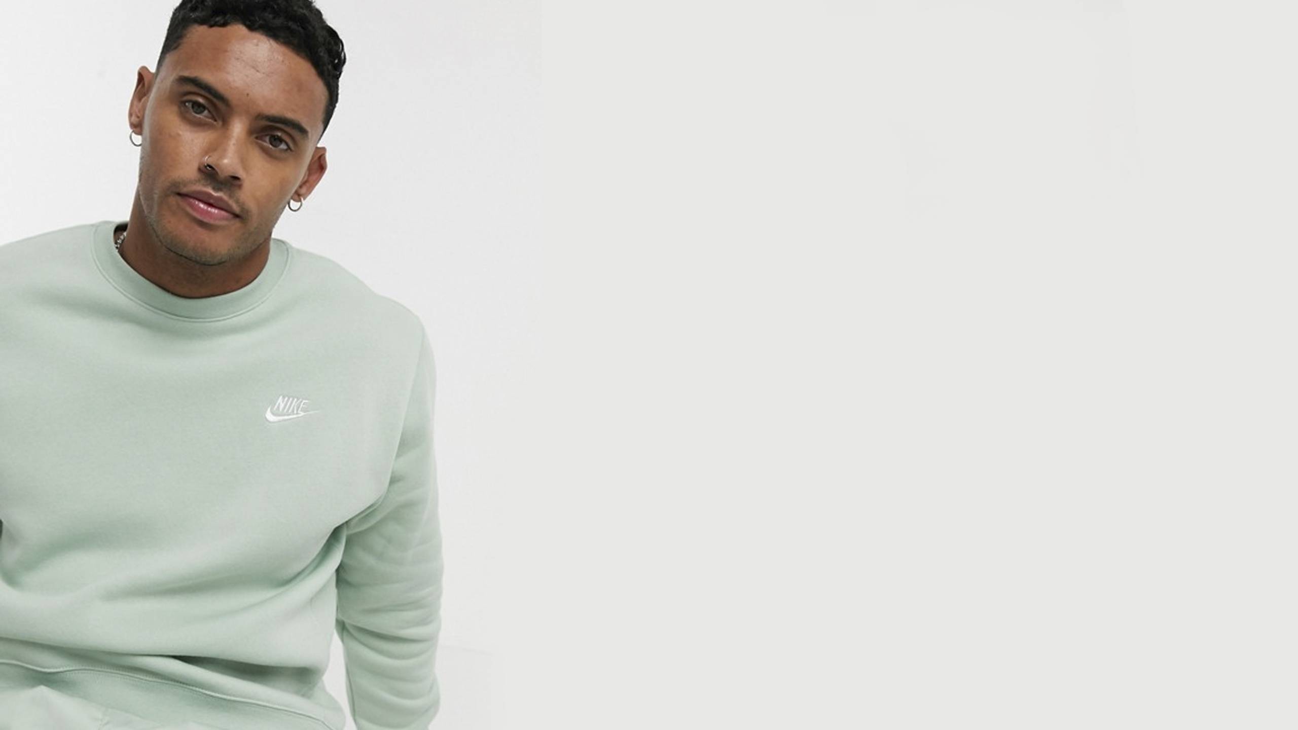 nike club crew neck sweat in dusty green