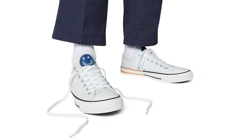 Happy Camper x Converse Chuck Taylor All Star Low Top Blue 167664C on foot