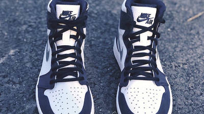 navy blue and white jordans 1