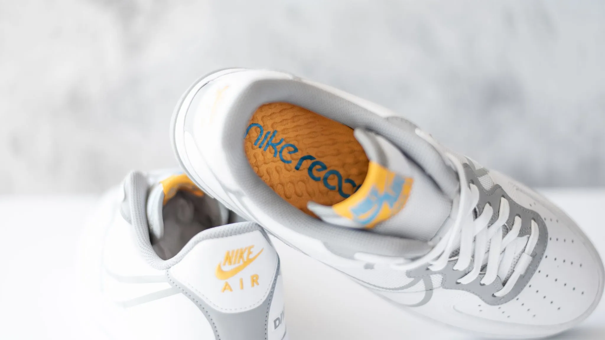 air force 1 react white grey