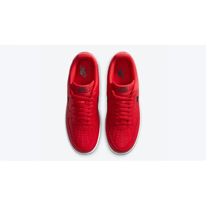 Nike Air Force 1 Low Cut Out Swoosh Red Black Men's - CZ7377-600 - US