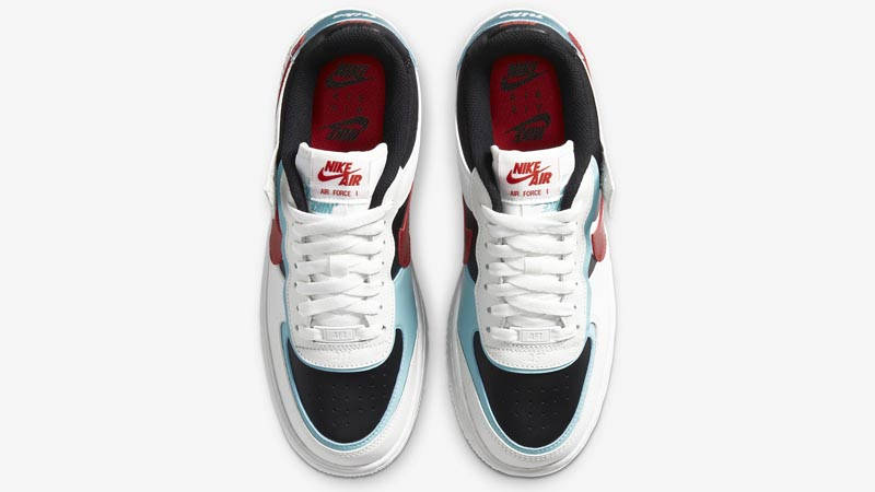 nike air force 1 shadow bleached aqua chile red