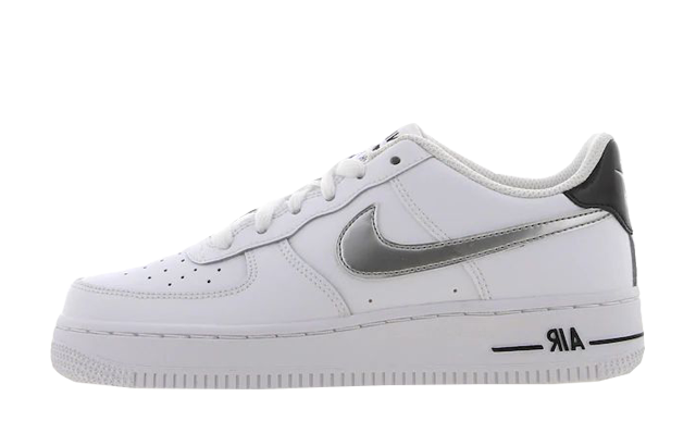 Nike Air Force 1 Low White Black Metallic Silver GS