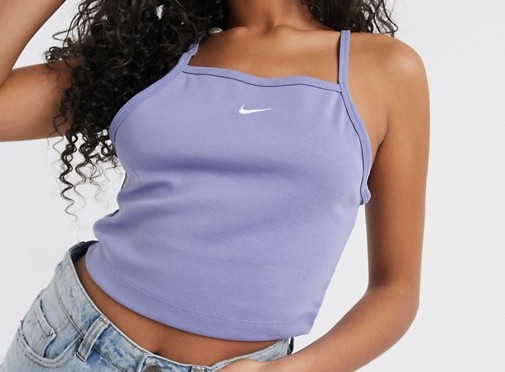 Nike High Neck Crop Top Blue