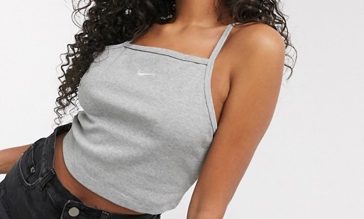 Nike High Neck Crop Top Grey