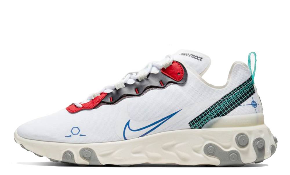 nike react element 55 trainers in black and teal