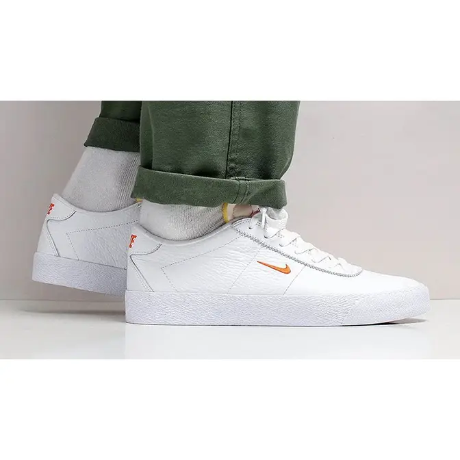 Nike SB Zoom Bruin White Orange AQ7941-101 on foot