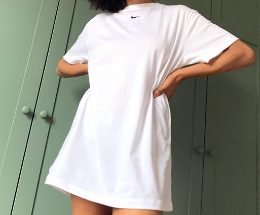 Nike mini swoosh oversized t-shirt dress in white