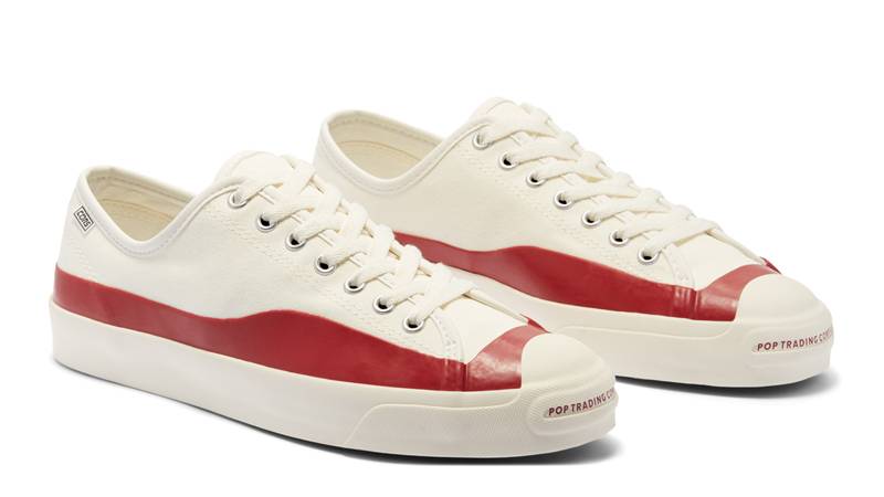 Pop Trading Co x Converse Cons Jack Purcell Pro Low Top Egret Front