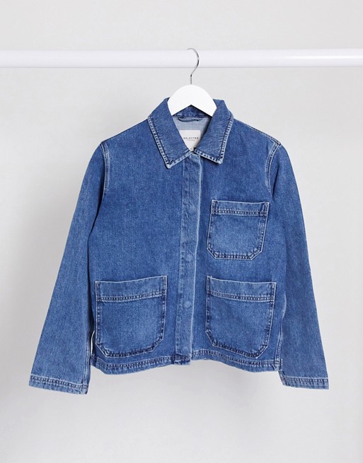 Selected Femme denim worker jacket in blue