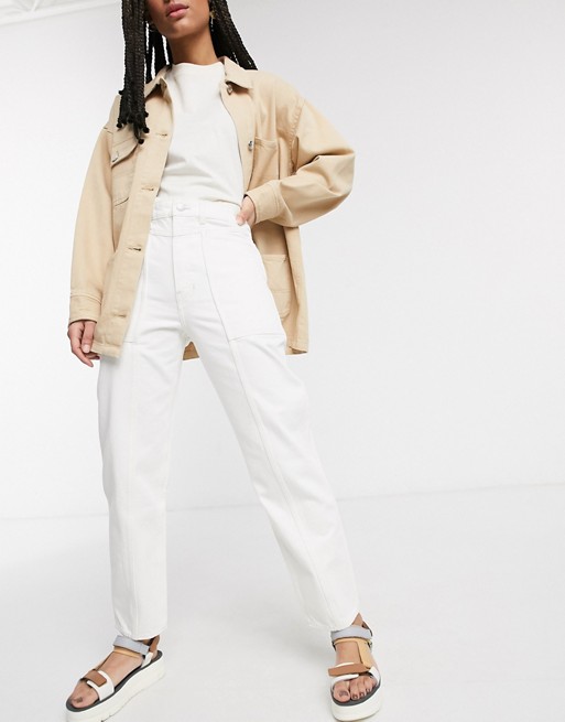 Weekday Allisyn contrast stitch ovoid jeans in white