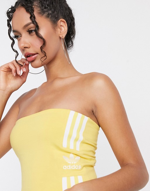 adidas Originals 3 stripe bandeau in yellow