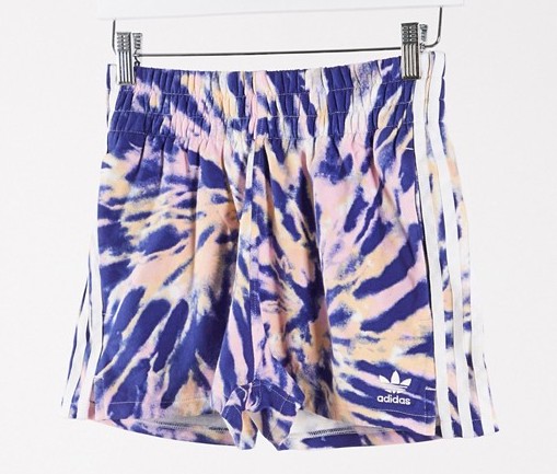 adidas Originals 3 stripe shorts in blue tie dye