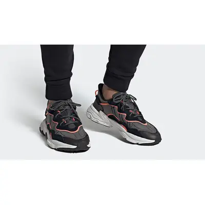 adidas Ozweego Black Coral EF4289 on foot