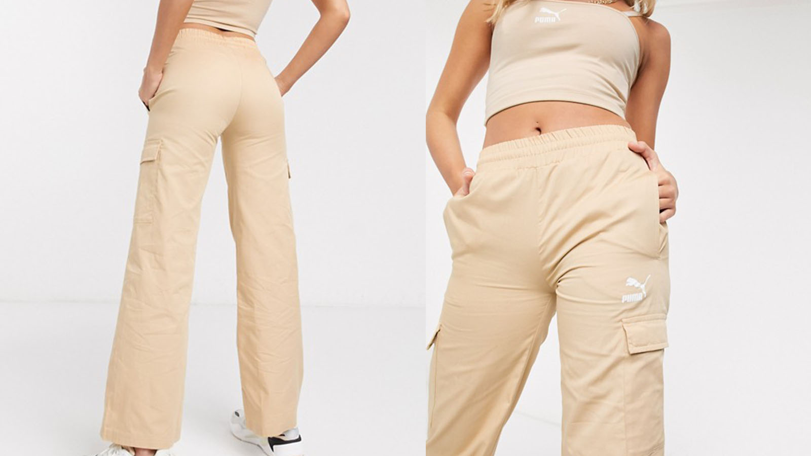 puma cargo pants in beige