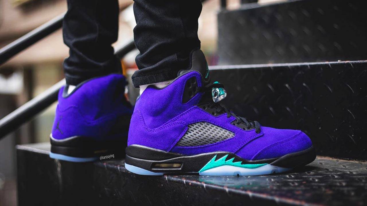 purple suede jordan 5