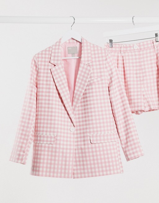 ASOS DESIGN 3 piece suit blazer in pink gingham
