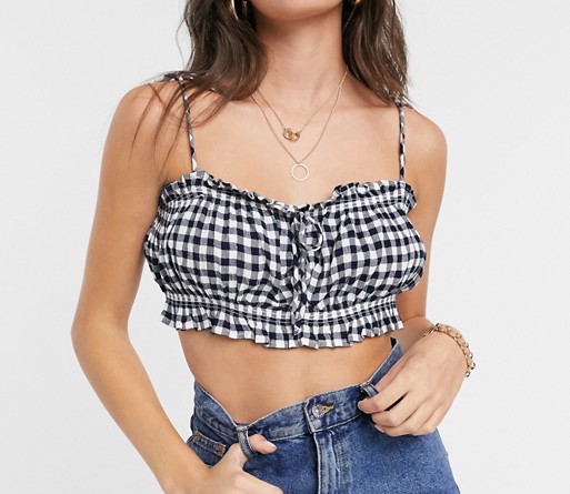 ASOS Design Tie Shoulder Cami Gingham