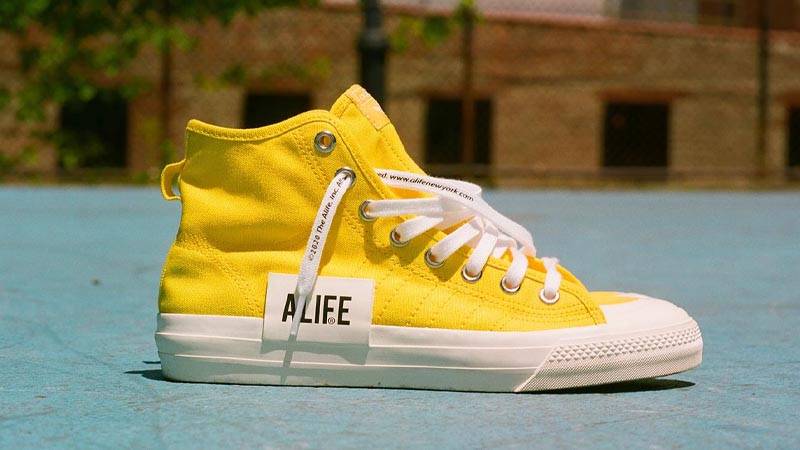Alife x adidas Nizza Hi Yellow Lifestyle Side