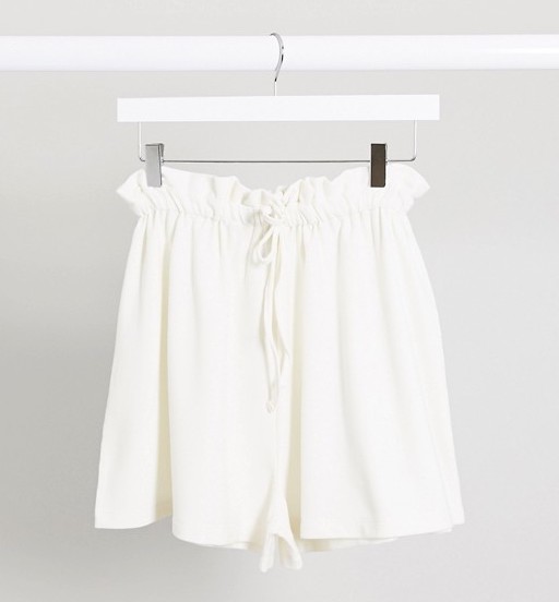 Asos design tie waist shorts cream