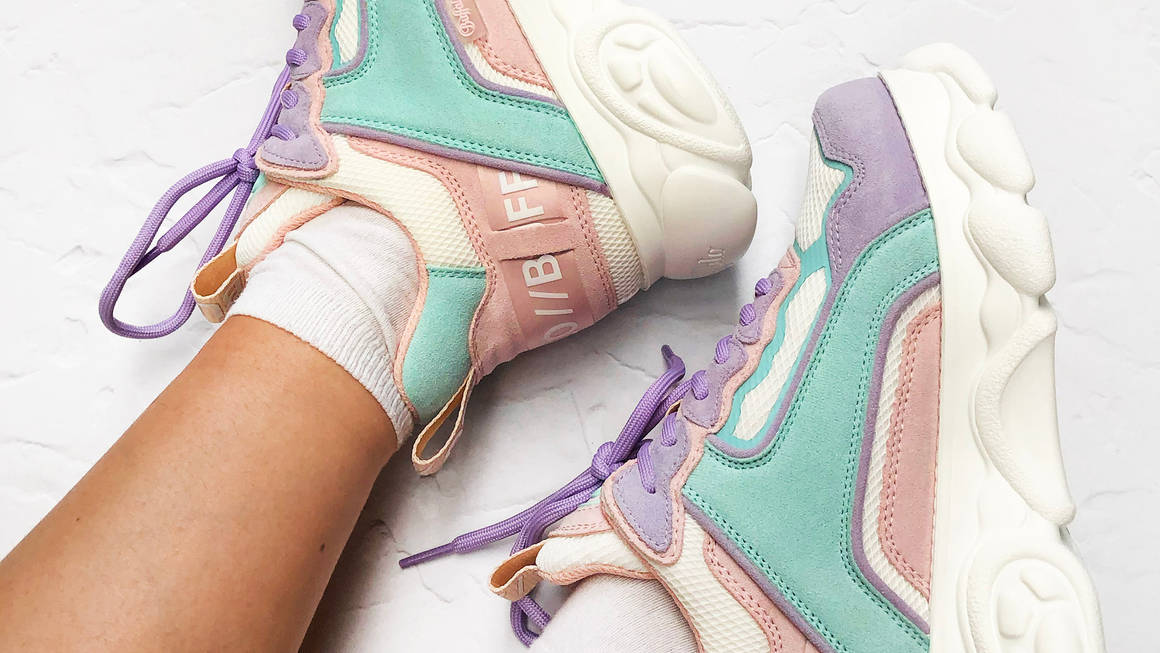 buffalo chunky trainers in pastel multi