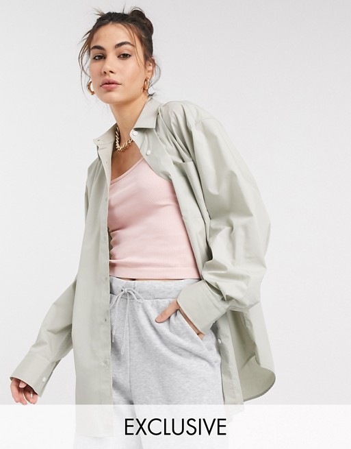 COLLUSION oversized shirt in sage green